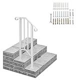 Outvita Handrails for Outdoor Steps, Wrought Iron Handrail Fits 1 Step, Transitional Handrail with Installation Kit, Stair Railing for Concrete Steps or Wooden Stairs Visit The Outvita Store(White)