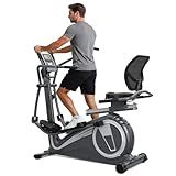 THERUN Recumbent Elliptical Exercise Machine, Quiet Stationary Exercise Bike for Home, 15.8" Stride Elliptical Training Machines w/Arm Leg Exercisers, 8-Level Resistance, Adjustable Seat (Gray)