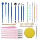 Polymer Clay Tools, Dotting Tools, Nail Art, Air Dry Clay, Sculpting Painting Embossing Scoring Modeling, Ball Stylus Pen, Rock, Silicone, Langqun