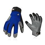 Vgo... Men's Winter Work Gloves,Waterproof & Coldproof, Leather Palm Freezer Safety Gloves,Touchscreen Compatible,EN388 LEVEL 3(CA9774FW,Blue,L)