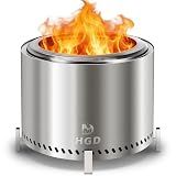 HGD 20 Inch Smokeless Patio Fire Pit, Outdoor Wood Burning Stove, Stainless Steel Firepit for Backyard, Patio, Garden, Picnic