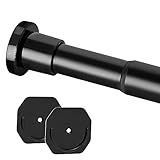 Closet Rod - 30-50 Inches, No Drilling Closet Rod Extender Hanging - Matte Black Adjustable Clothes Hanging Bar, for Closet, Bathroom, Windows(with Holder)
