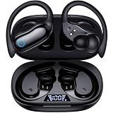 GNMN Active Noise Cancelling Ear Buds Wireless Earbuds 96hrs Playback Bluetooth Headphones Dual Battery Display Stereo Bass Earphones with Earhooks Microphone IPX7 Waterproof for Sports/Runing/Workout