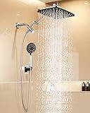 Veken 11.8" Rain Shower Head with Handheld, High Pressure Handheld Shower with Multi Spray Modes, Rainfall Combo with Metal Extension Arm, Detachable Dual Showerhead, Bathroom Decor, Chrome Silver