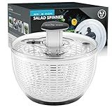 Smile mom Salad Spinner Large Lettuce Spinner Kitchen Gadgets, Large Salad Spinner Vegetable Washer, High Efficiency for Kitchen Washing & Drying Leafy Vegetables, One-Handed Easy Press 6.3 Qt White