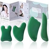 Rena Chris Guasha Massage Tool, 4 Pcs Gua Sha Facial Tool, Guasha Board for SPA Acupuncture Therapy Trigger Point Treatment, Gua Sha Scraping Massage Tool（Green）