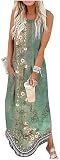 Boho Dress for Women Summer Casual Maxi Dress Floral Tropical Vestidos Casuales para Mujer BeachLong Dresses for Women(X-Large,Floral Green 4)