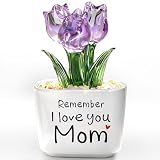 Birthday Gifts for Mom from Daughter Son - Mini Purple Glass Tulip
