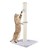 Dimaka 29" Height Tall Cat Scratching Post, Claw Scratcher with Sisal Rope and Covered with Soft Smooth Plush, Vertical Scratch [Full Strectch] for Standard Size Cats(Grey, 29 inches for All Cats)