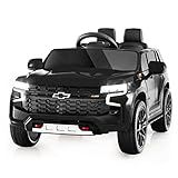 Costzon Ride on Car, 12V Licensed Chevrolet Tahoe Battery Powered Electric Vehicle w/ 2.4G Remote Control, High/Low Speed, Music, Lights, MP3/USB/FM, Spring Suspension, Electric SUV for Kids (Black)