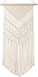 Mkono Macrame Wall Hanging, Boho Tapestry Decor, Woven Art, Ivory 17"Wx33"L