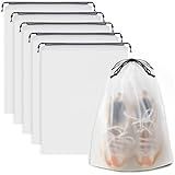 COIDEA, Waterproof Travel Drawstring Shoe Bags for Packing, Storage, Travel Essentials for Men and Women, 15.7 x 11.8 inches, Clear, 5 pieces