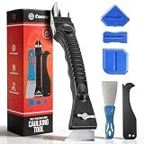 Silicone Caulking Tool Kit, Caulk Remover Tool, Putty Knife Scraper, 3 Glass Glue Corner Scrapers, Grout Removal Tool with Stainless Steel Head for Kitchen Bathroom and Window