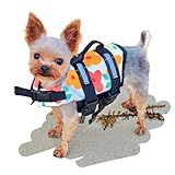 YorkieGogo Teacup Dog Life Jacket | Small Puppy Swim Vest | Floating Aid with Handle & Reflective Strips | Secure POM Buckles, Newborn & Tiny Breed Dog & Cat Swimsuit (XXS (2-5 lbs), Floral)