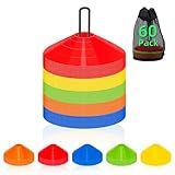 CLEAN PIONEER 60 Pack Agility Soccer Cones with Portable Bags & Brackets, Premium Quality Sport Cones Used for Football,Basketball, Sports Training