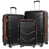 TILYMOL Luggage Sets 3 Piece with Spinner Wheel, Hardside Suitcase Set with TSA Lock, Expandable Lightweight Travel Luggage for Men and Women, Black