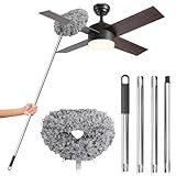 DRQ Ceiling Fan Cleaner Duster, Reusable Microfiber Duster with Extension Pole, 13 to 48 Inch Fan Blade Cleaner, Removable Dusters for Cleaning Walls Bookshelves Door Window Top (Grey)