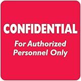 Confidential for Authorized Personnel Only Labels for Secure File Management, 2" x 2", Red with White Text, Permanent Adhesive, 500 Stickers/Box, Doctor Stuff