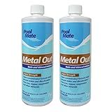 Pool Mate 1-Quart 2-Pack Concentrated Metal Out Stain and Mineral Inhibitor, Pool Metal Remover, Stain Remover, Made in USA
