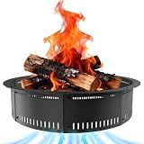 Smokeless Fire Pit Ring Insert, 48 Inch Durable Steel Fire Ring
