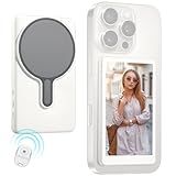 Magnetic Phone Vlog Selfie Monitor Screen,1080P Wireless Recording,Back Camera Selfie Monitor with Bluetooth Remote Control,for Selfie Vlog Live Broadcast,Compatible with iPhone and Android System