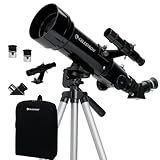 Celestron Travel Scope 70mm Beginner Portable Telescope with Backpack | 70mm Refractor Telescope Kit, Bright Lunar & Planetary Views, Day & Night Use, Backpack Included, Quick No-Tool Setup
