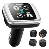 Tymate TM7 Tire Pressure Monitoring System, Wireless TPMS with 4 External Sensors & 6 Alarm Modes, Colorful Display, Real-time Tire Pressure Monitor System, Ideal for RV SUV MPV Truck Sedan (0-87 PSI)