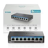 D-Link 8-Port 2.5GB Unmanaged Gaming Switch with 8 x 2.5G - Multi-Gig, Desktop or Wall Mount, Silent Operation, Plug & Play, Follows NDAA/TAA, (DMS-108), Ethernet Splitter, Multi-Gigabit Network