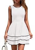 PRETTYGARDEN Women's 2026 Summer Sundresses Casual Elegant Sleeveless Flowy Tiered Ruffle A Line Mini Graduation Party Dress (White,XX-Large)
