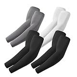 ROXUN 4 Pairs Arm Sleeves, Cooling UV Sun Protection Sports Compression for Men/Women 2 Black+Dark Gray+White