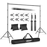 EMART Backdrop Stand 10x7.8ft(WxH) Photo Studio Adjustable Background Stand Support kit with 2 Crossbars, 8 Clamps, 2 Sandbags and Carry Bag for Parties, Events Decoration, Wedding, Photography