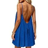Women Dresses Backless Dress Sun Dresses Women Flowy House Beach Dress Open Back Cami Boho Cover up Sundress Sexy Outfit Royal Blue