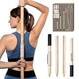 SportBit Bamboo Yoga Stick with Neck Pillow - Collapsible and Portable 5.1FT Mobility Stick and Exercise Stick - Fully Adjustable Yoga Accessories Perfect for Stretching, Posture Correction, Balance