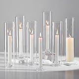 Hewory Hurricane Glass Candlestick Holders : 6 Pcs Clear Taper Candle Holders for Candlesticks - Hurricane Glass Candle Stick Candle Holders Bulk for Table Centerpiece Wedding Christmas Home Decor