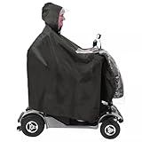 Elderly Four-Wheeled Electric Mobility Scooter Raincoat, Mobility Scooter rain Cover, rain and Snow Protection, with Rearview Mirror Opening(Black)