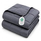 L'AGRATY Weighted Blanket for Adults 15lbs, 48"x72", Dark Grey Twin Full Size Heavy Throw Blanket, Cooling, Breathable, Microfiber with Glass Beads, Big, Washable, All-Season