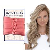 RobeCurls Original Heatless Hair Curler Set with 2 Scrunchies - Patented Satin Curling Headband with Wire Hold for Heatless Curls Overnight - Gentle Hair Curlers to Sleep In for Women & Kids, Guava