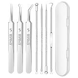 Uytrrsvd 7 Pcs Pimple Popper Tool Kit - Blackhead Remover Comedone Extractor with Case for Facial, Nose, Forehead - Easy Zit Removing, Acne Treatment, Blemish Extraction Tools (Silver)