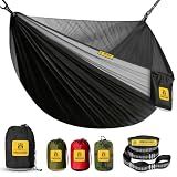 Camping Hammock with Mosquito Net, 500 lbs Portable Hammock with Tree Straps, 2-in-1 Double/Single Travel Hammock Tent for Outside/Indoor/Backpacking/Beach - Black & Grey