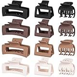 12 Pcs Hair Clips for Women 3 Styles Small Medium Large Claw Clips for Thin Thick Hair, Strong Hold Non-Slip Matte Hair Accessories
