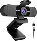 EMEET C960 1080P Webcam with Microphone, 2 Mics, 90° FOV, Computer Camera | USB Type-A & A-to-C Adapter, Fixed Focus, Plug&Play for Zoom/Teams/Facetime/YouTube/Google Meet/Switch 2 Camera, 2025 Version