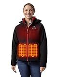 ORORO Women's Heated Jacket with Heated Collar, 4 Heat Zones Heated Coat with Battery (Charger Not Included) (Black,L)