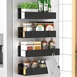 HuggieGems Metal Magnetic Spice Rack for Refrigerator Black, 4 Pack