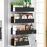 HuggieGems Metal Magnetic Spice Rack for Refrigerator Black, 4 Pack
