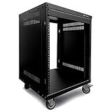 AxcessAbles 12U AV Equipment Rack | 19-Inch Steel Open Frame Home Studio Rack with 3” Caster Wheels | Universal Rack for Studio, Server, Network Gear | 550lb Capacity | Screws, Spacer, Tool Included