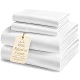 LANE LINEN 100% Egyptian Cotton King Sheets Set – 4 Piece Sateen Weave Bed Sheets, Ultra Soft, 16" Deep Pocket, Luxury King Size Sheet Set: Alpine Frost