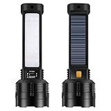 2 Pack LED Rechargeable Flashlight - 20000 Lumens Super Bright Tactical Flash Light, Compact & Waterproof, Long-Lasting Battery, Solar Flashlights for Home, Camping,Hiking, Emergencies, Adventures