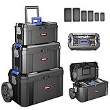 3 IN 1 Rolling Tool Box With Wheels,Stackable Tool Box,Modular Tools Storage Organizer,Top Small Parts Organizer Design,With Removable Small Parts Box,for Home,Repair,Garage Storage,17 IN+19 IN+21 IN