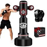 Upgraded Heavy Freestanding Punching Bag for Adults Teens, 70'' Heavy Boxing Bag with Boxing Gloves, Men Women Standing Kickboxing Bag, Kickboxing Bags for Beginners Training MMA Fitness Home Gym