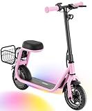 Hiboy Q2 Lite Kids Electric Scooter with Seat Ages 4-10 - 3-Speed Adjustable, UL Certified, Up to 9.3 MPH with 100W Motor, 5-Mile Range, LED Neon/Brake Lights, LCD Display - Pink